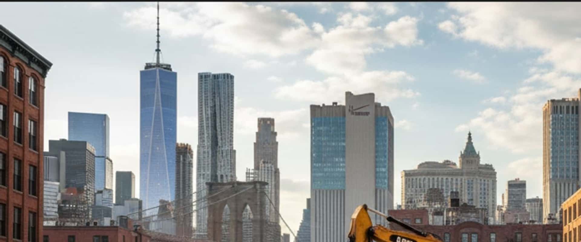 A wide shot of a cleared urban demolition site ready for new construction, with city buildings in the background.